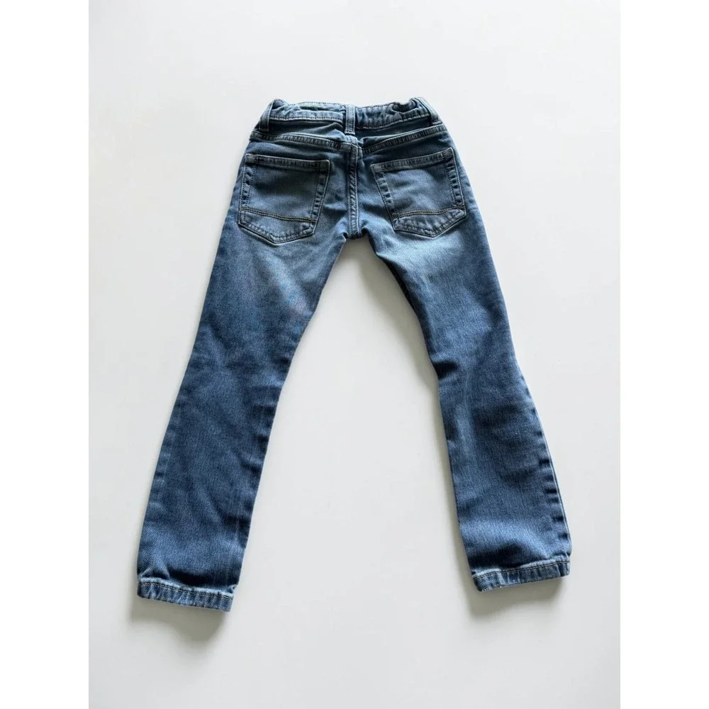 Cat & Jack Boys Skinny Stretch Jeans Medium Wash Distressed Knee Size 5